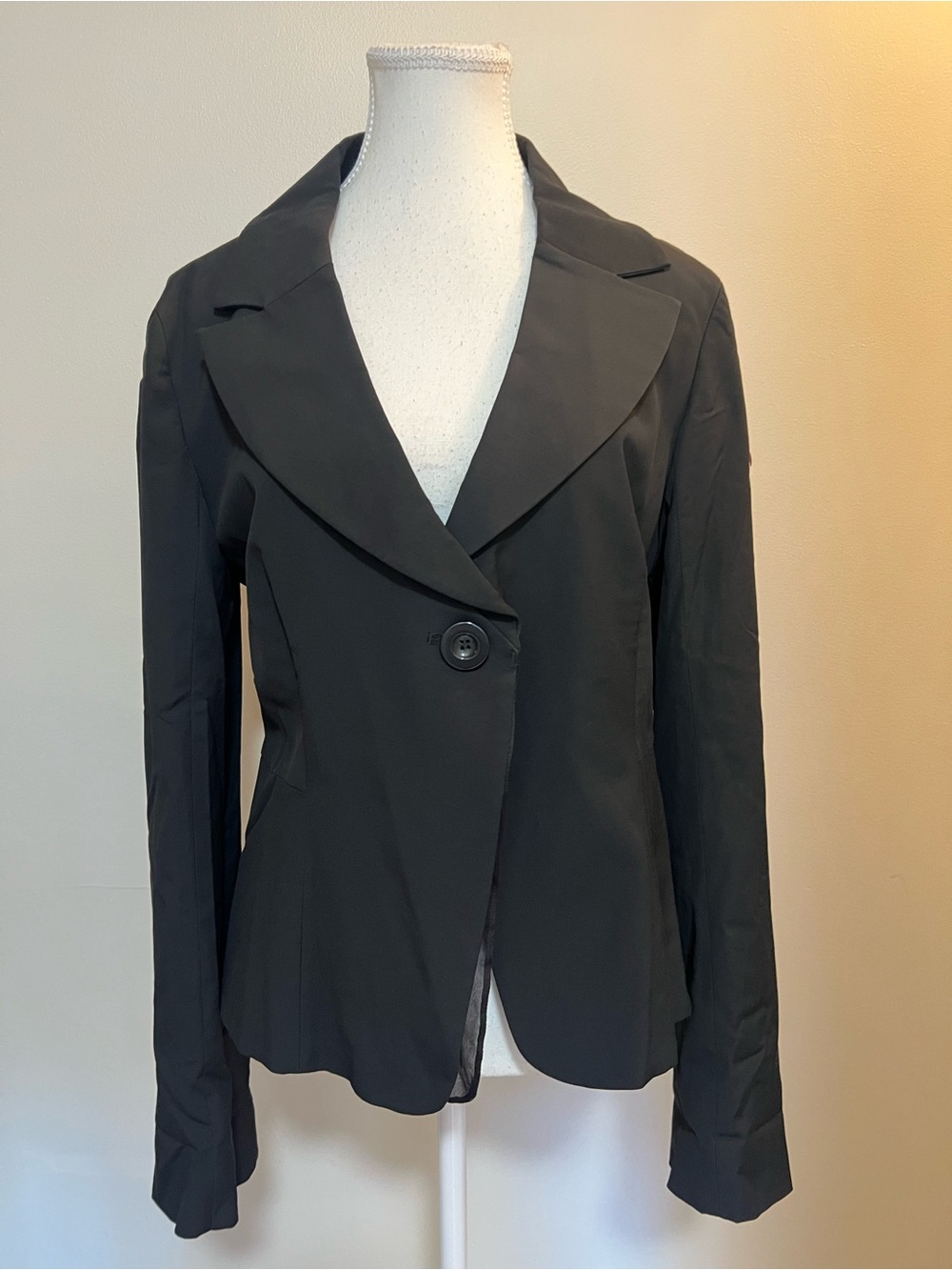 Sportmax by Max Mara Black Asymmetrical One-Button Blazer Size 14